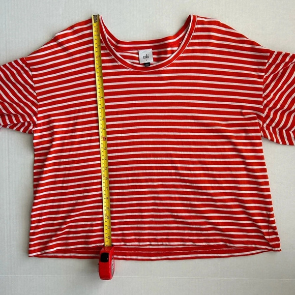 CAbi Women's Orange White Striped Cotton Poolside Tee # 5984 Small - Picture 5 of 11
